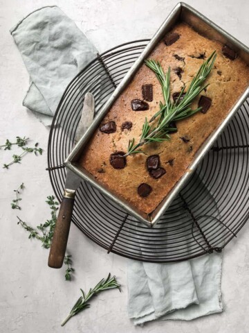 Rosemary Olive Oil Quick Bread with Bittersweet Chocoalte