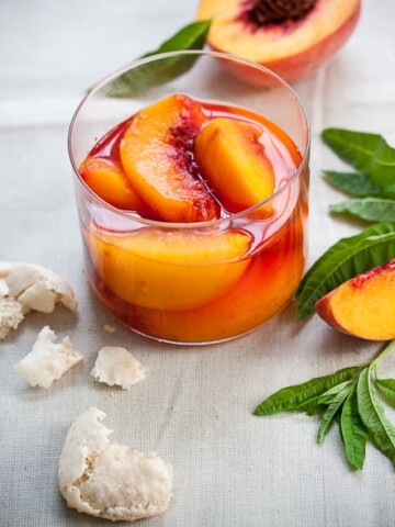 Prosecco Poached Peaches with Homemade Amaretti
