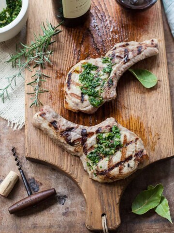 Incredible juicy brined pork chops with Tuscan seasonings - the BEST way to grill pork.