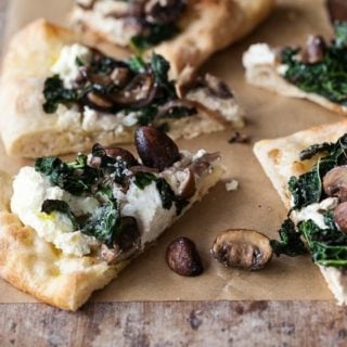 Slow-Rise Pizza with Kale, Mushrooms and Ricotta