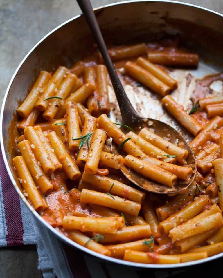Pasta with Creamy Tomato and Gin Sauce Familystyle Food