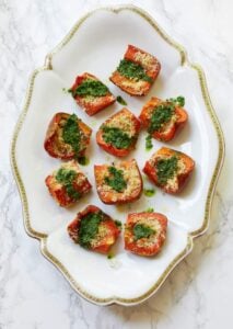 roasted butternut squash with parmesan breadcrumbs and salsa verde