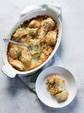 roasted fennel al forno with mozzarella, parmesan and breadcrumbs