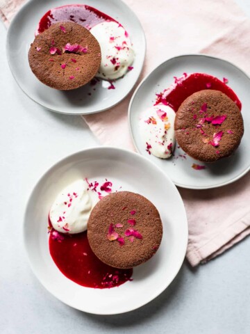 Individual Chocolate Baby Cakes with Rosewater Mascarpone