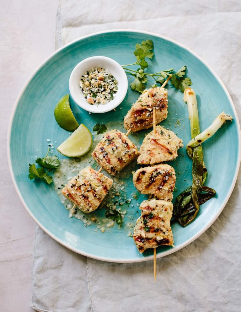 Grilled CoconutLime Chicken Skewers Familystyle Food