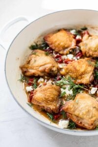 One-pot Greek chicken with feta, oregano and red peppers