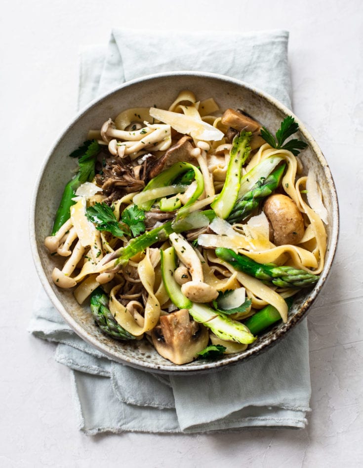 Mushroom Asparagus Pasta Familystyle Food