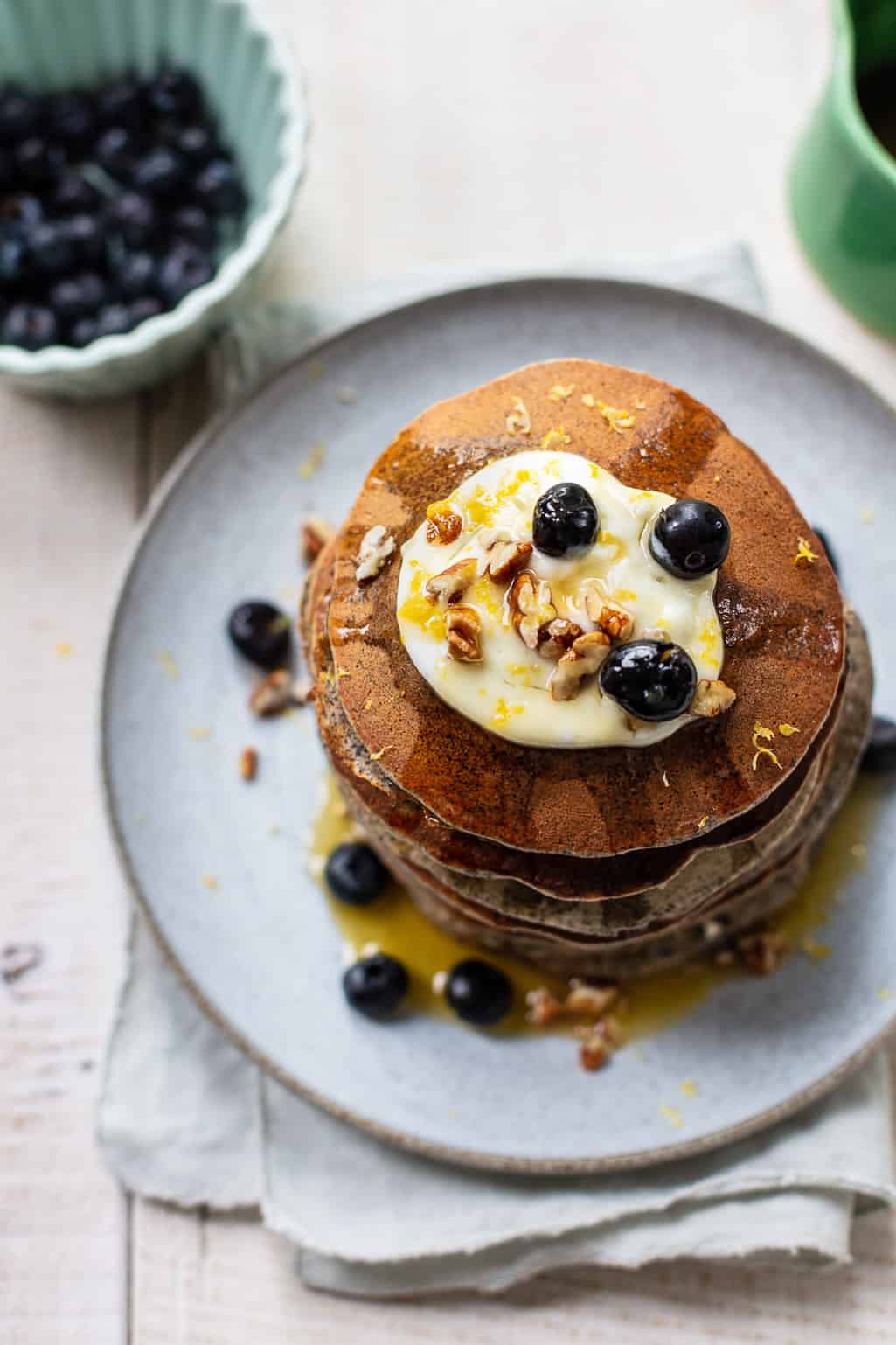 Healthy Buckwheat Pancakes With Salted Butter Maple Syrup