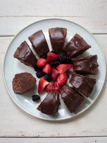 Glazed Italian Chocolate Ring Cake with Berries