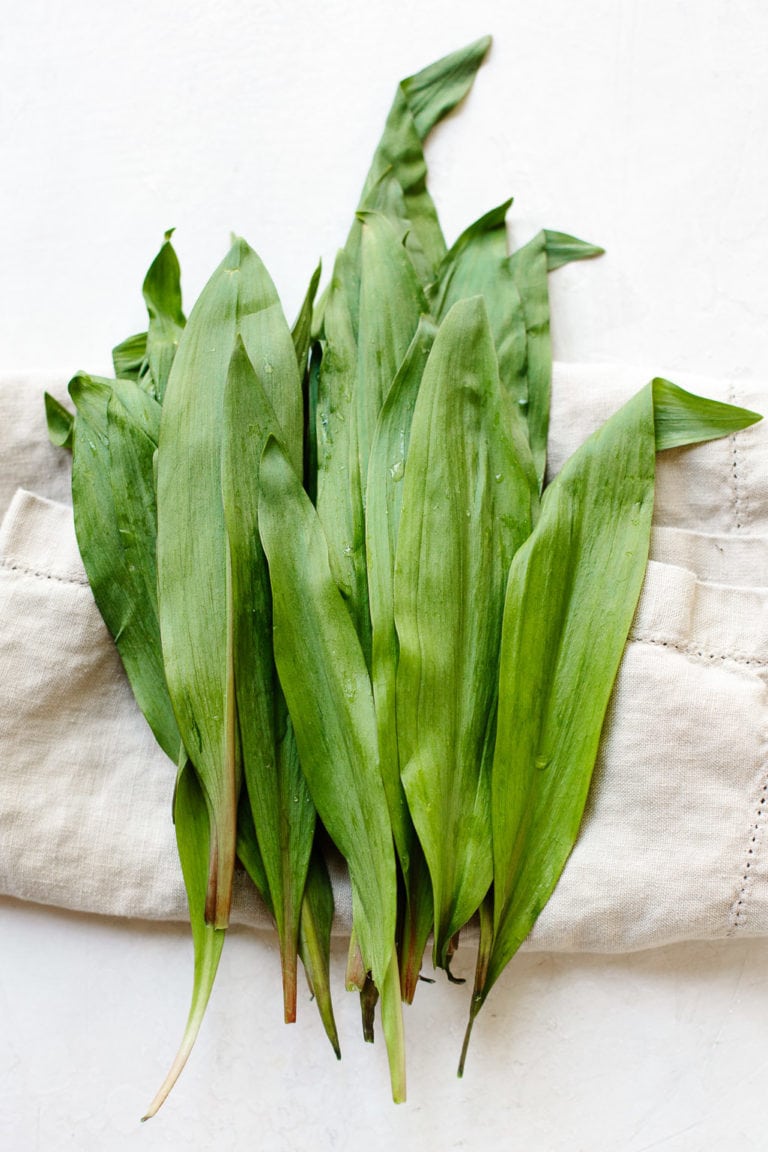 Ramp Leaves with Potatoes and Fried Egg Familystyle Food