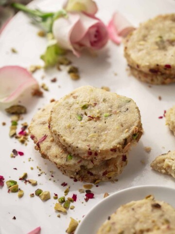 Rose Pistachio Shortbread Cookies