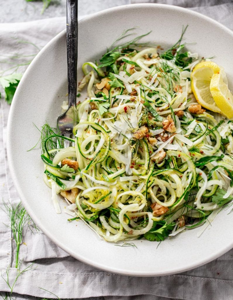 Parmesan Zucchini Noodles with Lemon and Olive Oil Familystyle Food
