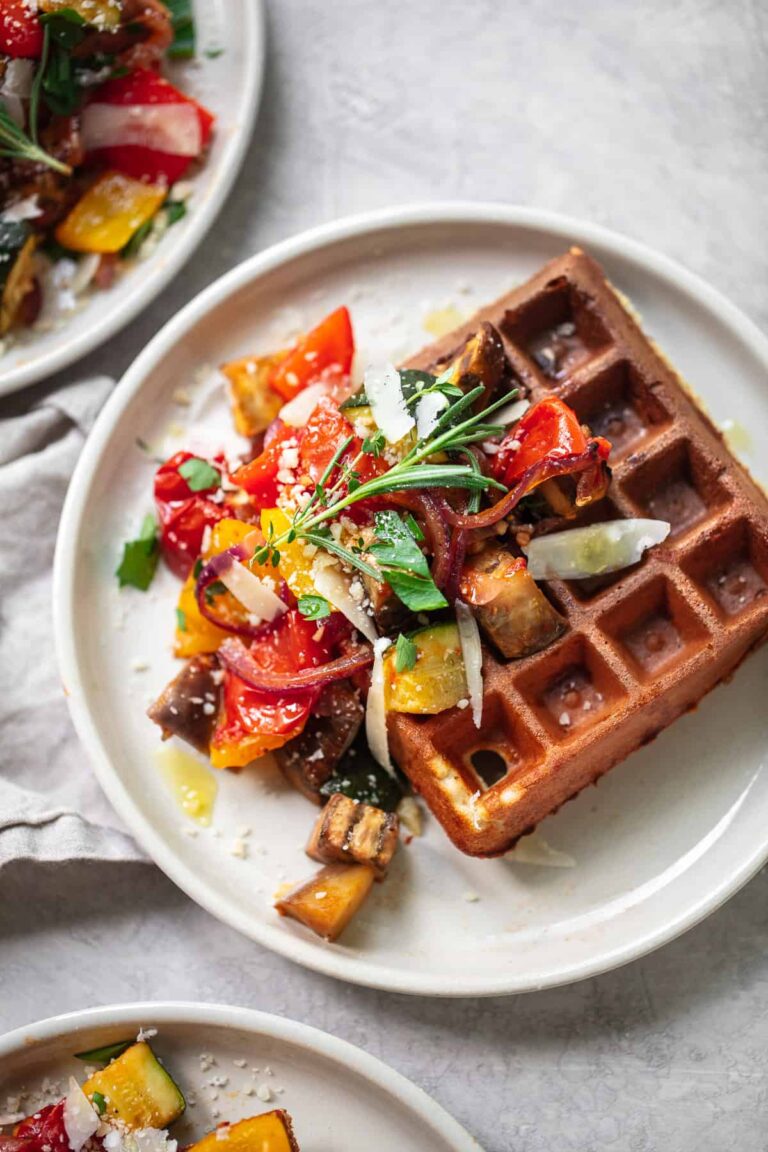 Savory Parmesan Waffles with Roasted Vegetables Familystyle Food