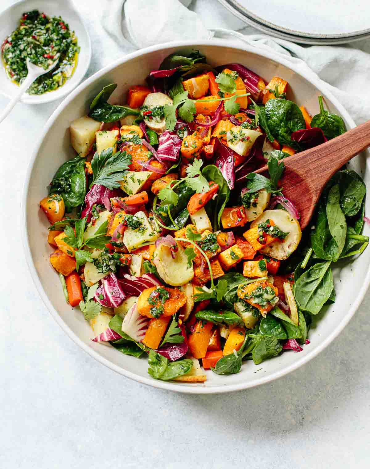 Roasted Root Vegetable Salad with Chimichurri | Familystyle Food