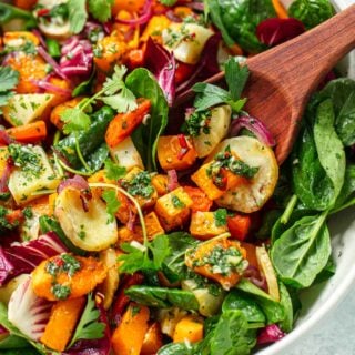 Fall Root Vegetable Salad with Chimichurri Dressing