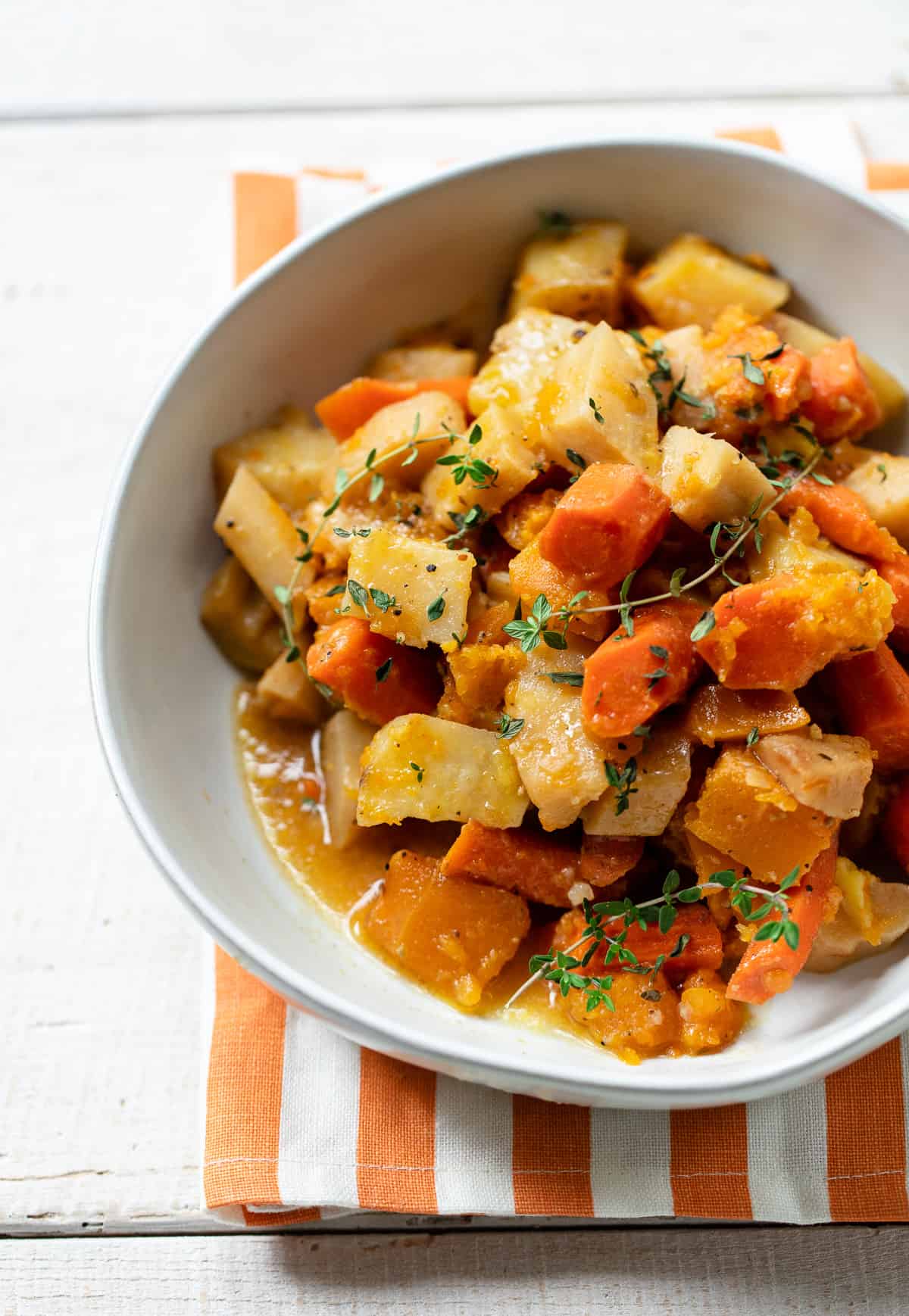 Slow Cooker Root Vegetables with Apple Cider Glaze - Familystyle Food