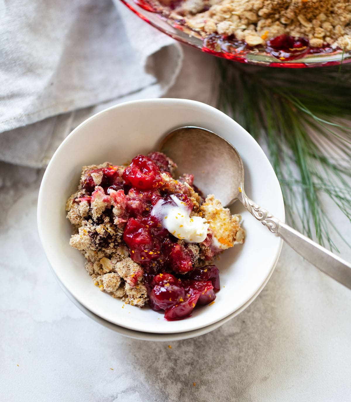 Warm Orange Cranberry Crumble - Familystyle Food