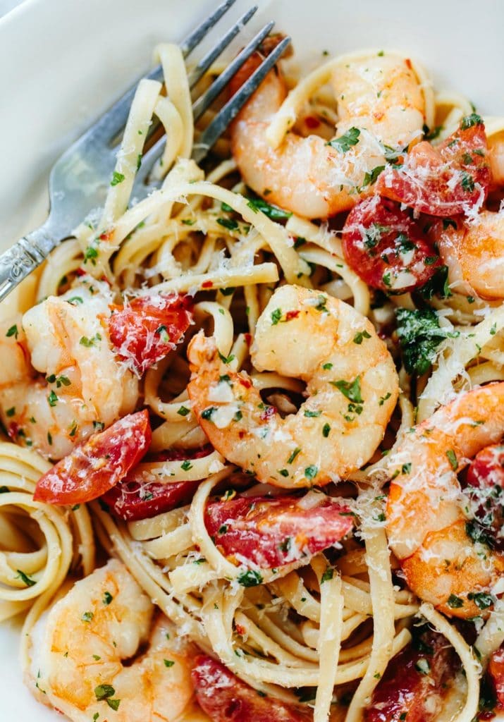 Garlic Butter Shrimp Pasta Familystyle Food