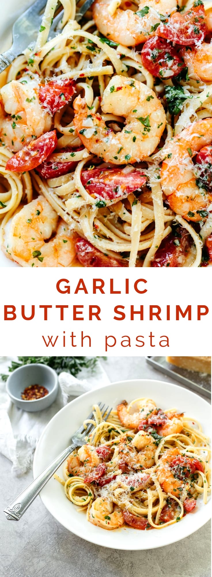 Shrimp Pasta With Garlic Butter Sauce Familystyle Food Shrimp Pasta Pin