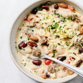 White Three-Bean Chili with Sausage
