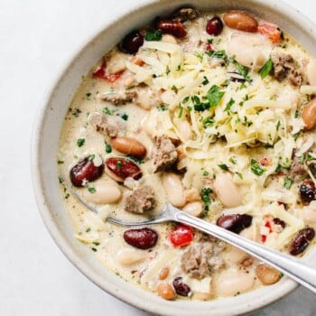 White Three-Bean Chili with Sausage