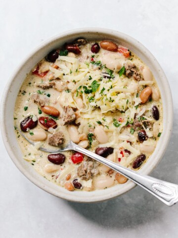 Three-Bean White Chili with Turkey Sausage