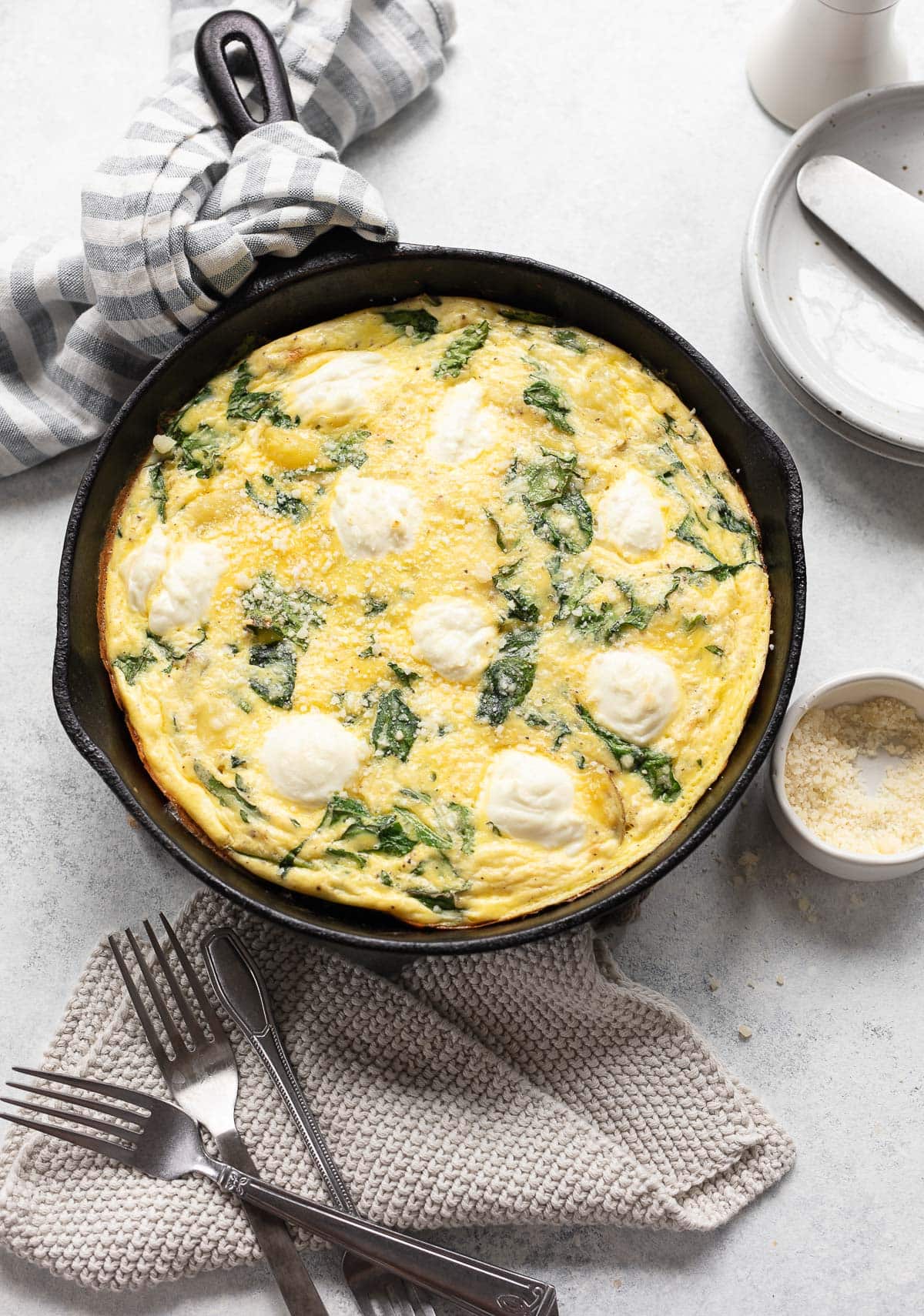 Frittata Wedges With Roasted Red Pepper, Spinach, and Ricotta