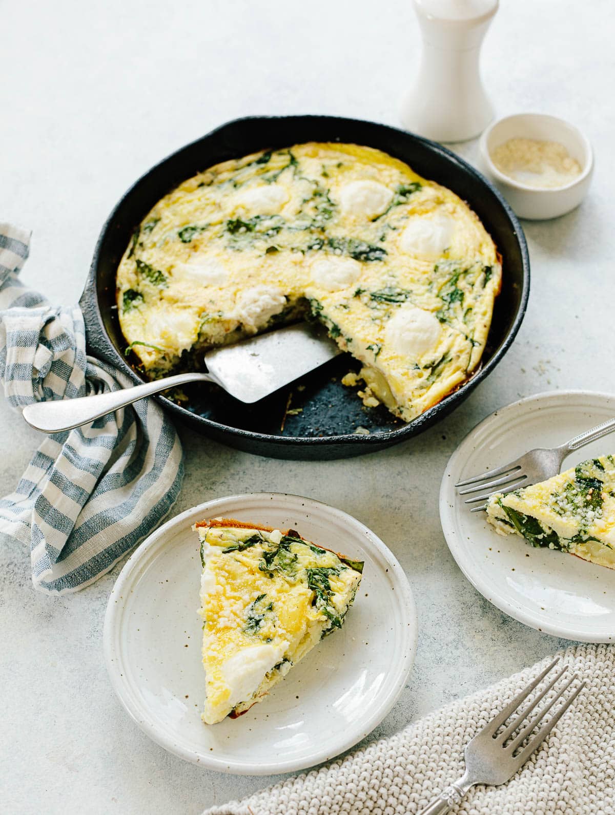 Frittata Wedges With Roasted Red Pepper, Spinach, and Ricotta