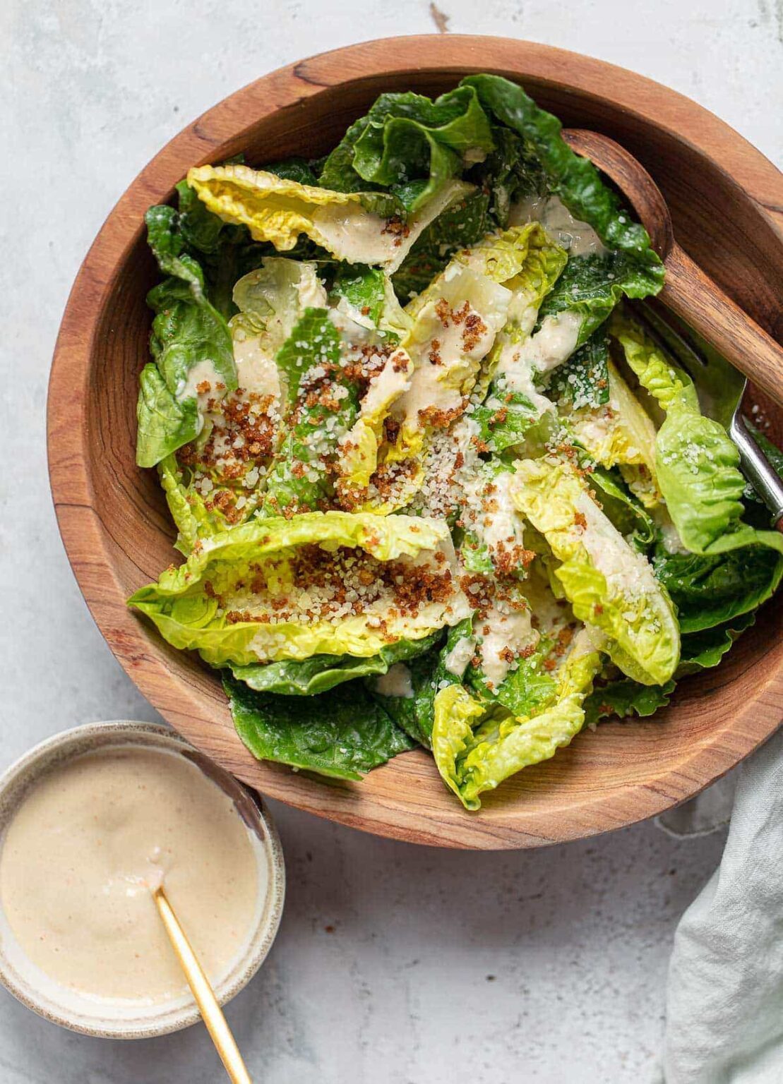 Tahini Caesar Salad with Olive Oil Breadcrumbs Familystyle Food