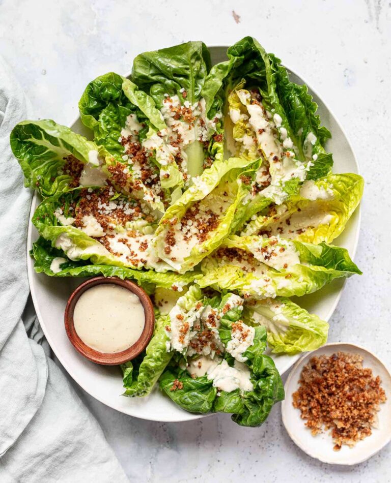 Tahini Caesar Salad with Olive Oil Breadcrumbs Familystyle Food