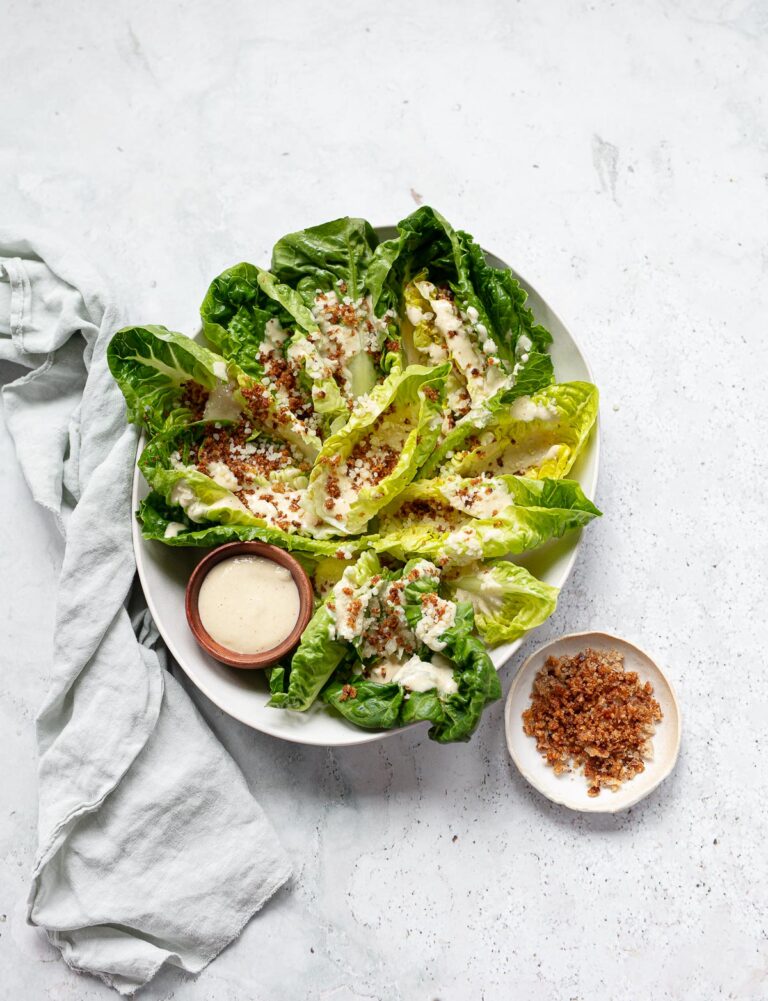 Tahini Caesar Salad with Olive Oil Breadcrumbs Familystyle Food