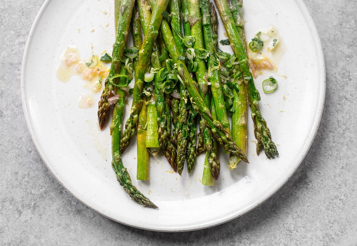 Roasted Asparagus with Lemon Vinaigrette - Familystyle Food