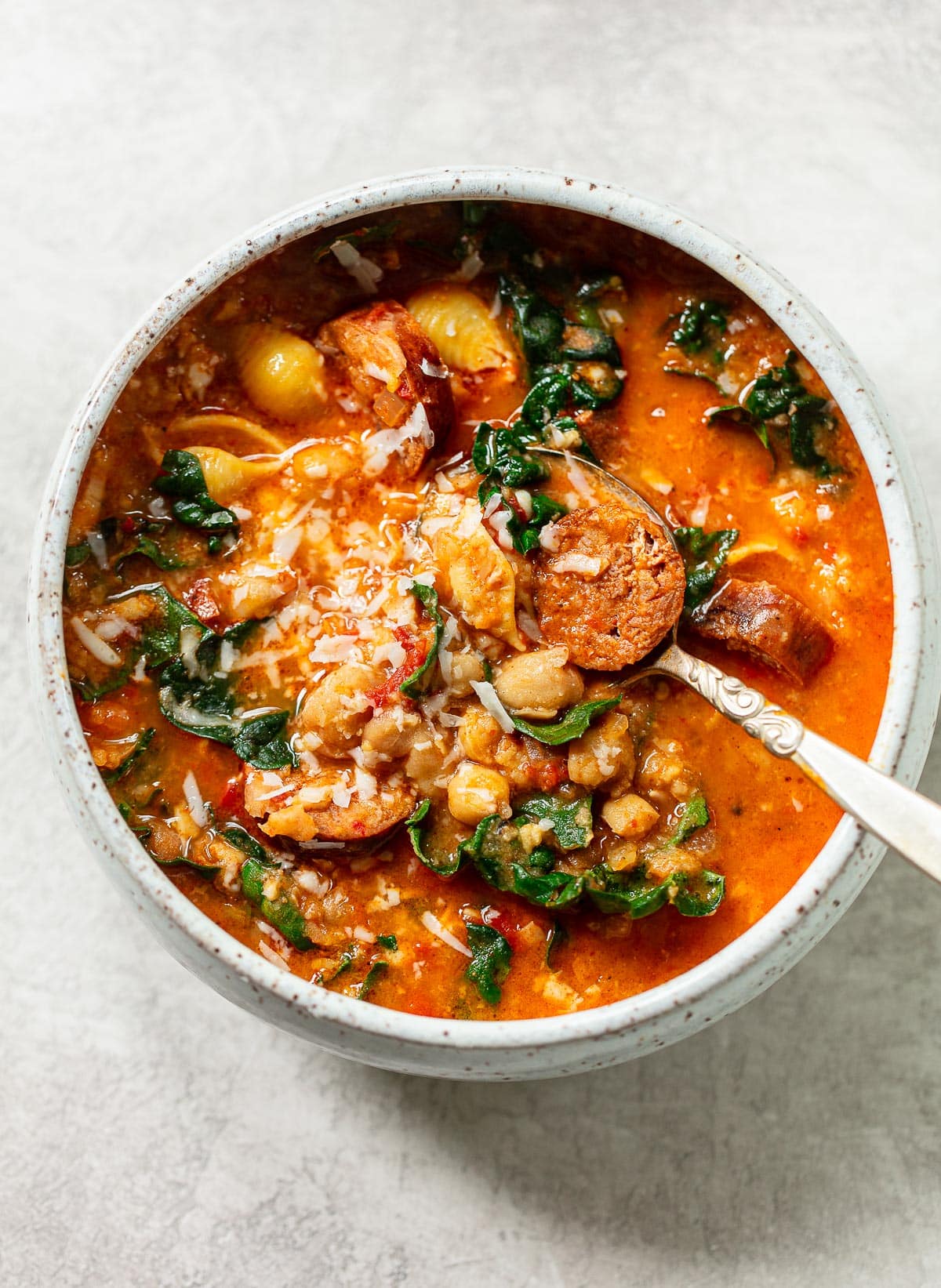 One Bowl Chorizo Chickpea Stew With Greens