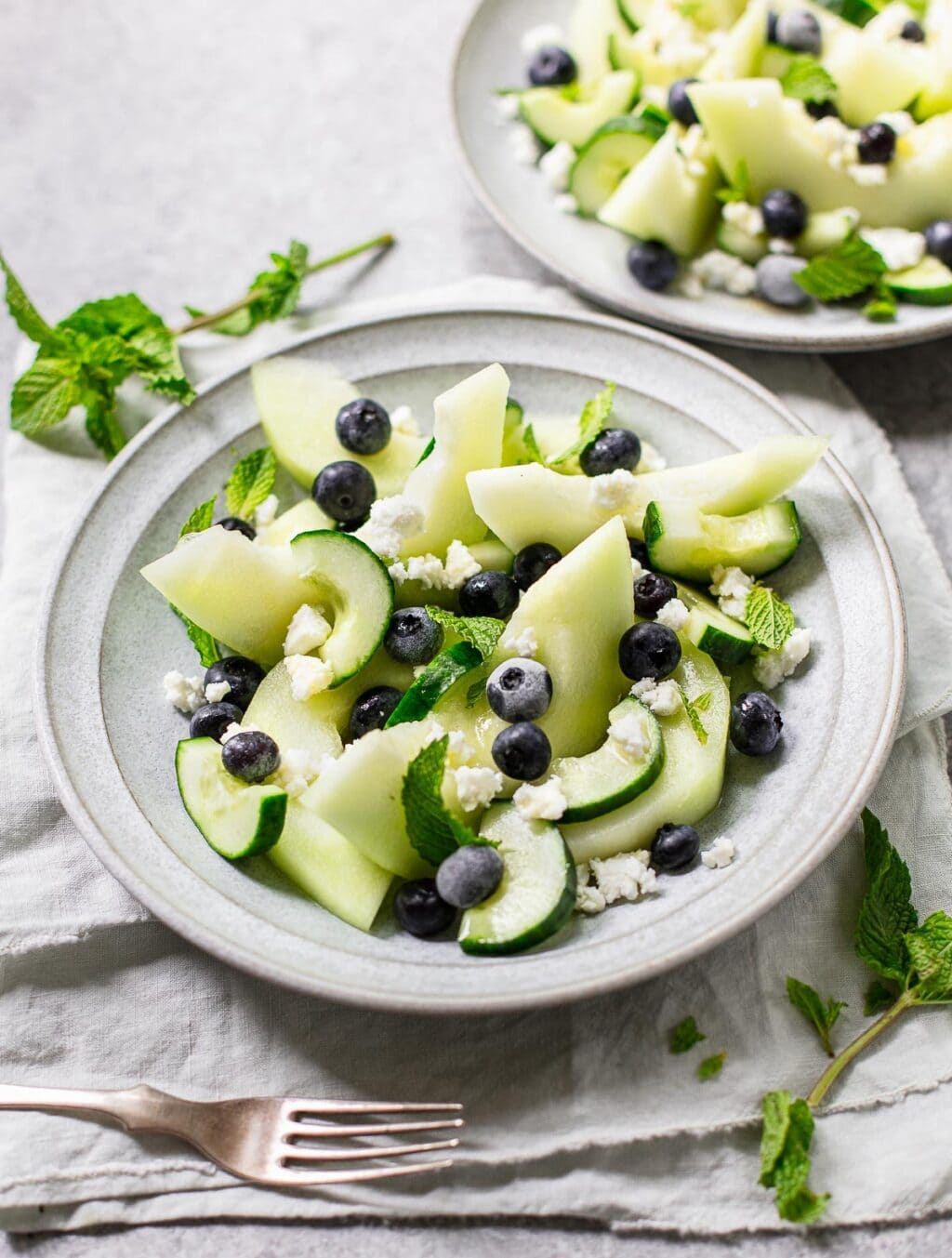 Honeydew Salad with Blueberries and Feta Familystyle Food