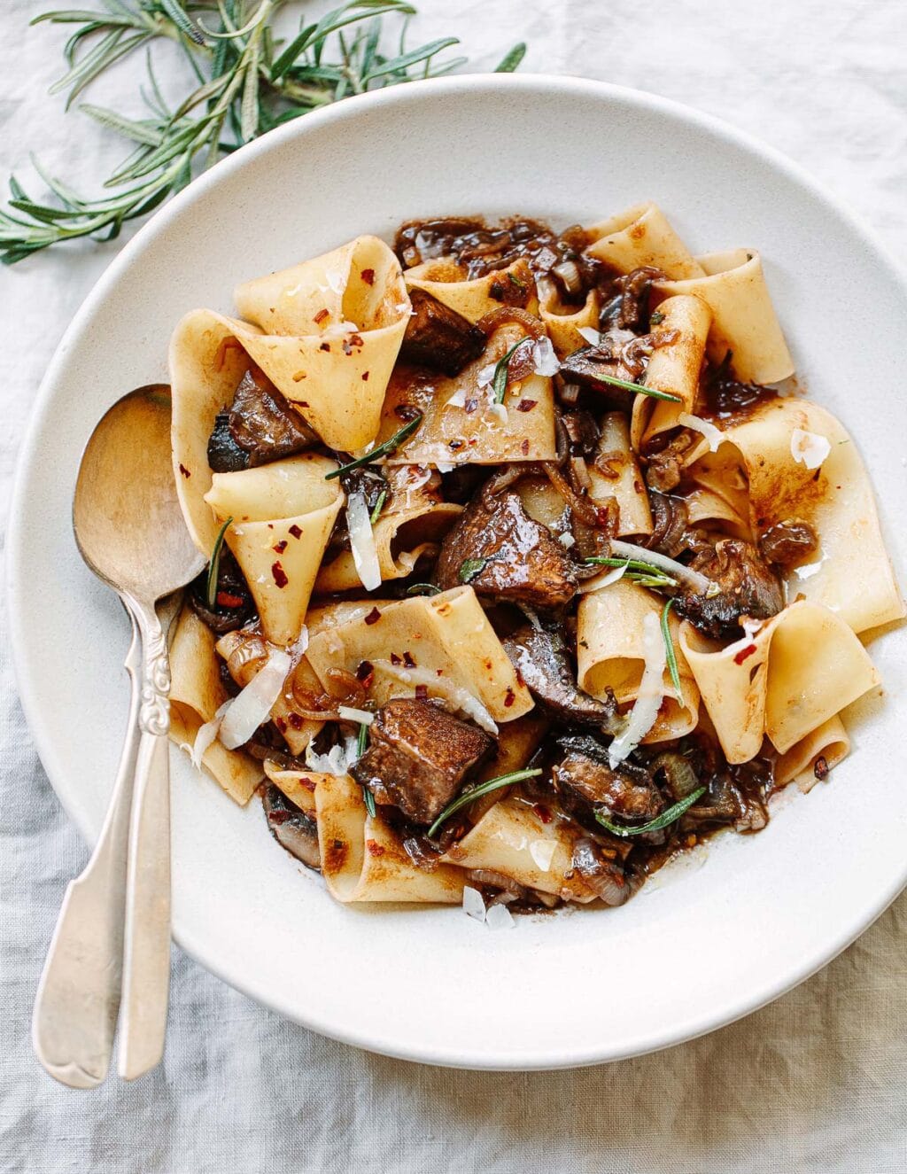 Pappardelle Pasta with Portobello Mushroom Ragu Familystyle Food