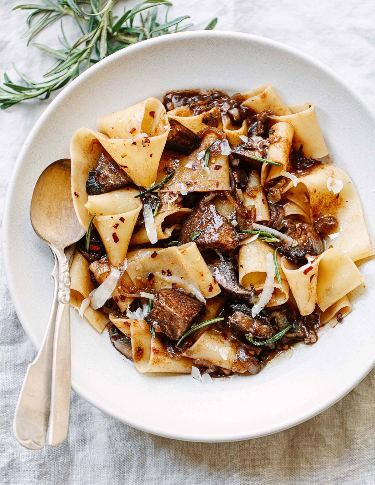 Gorgonzola Pasta with Leek, Pancetta & Mushrooms