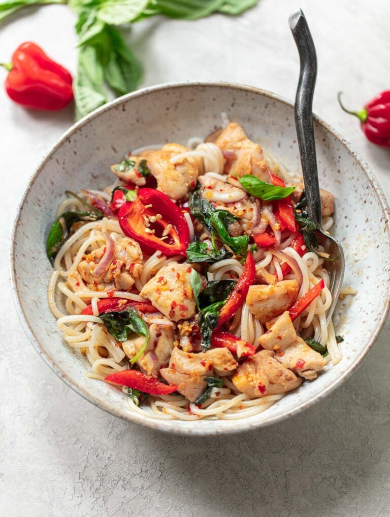 Thai Basil Chicken with Red Peppers
