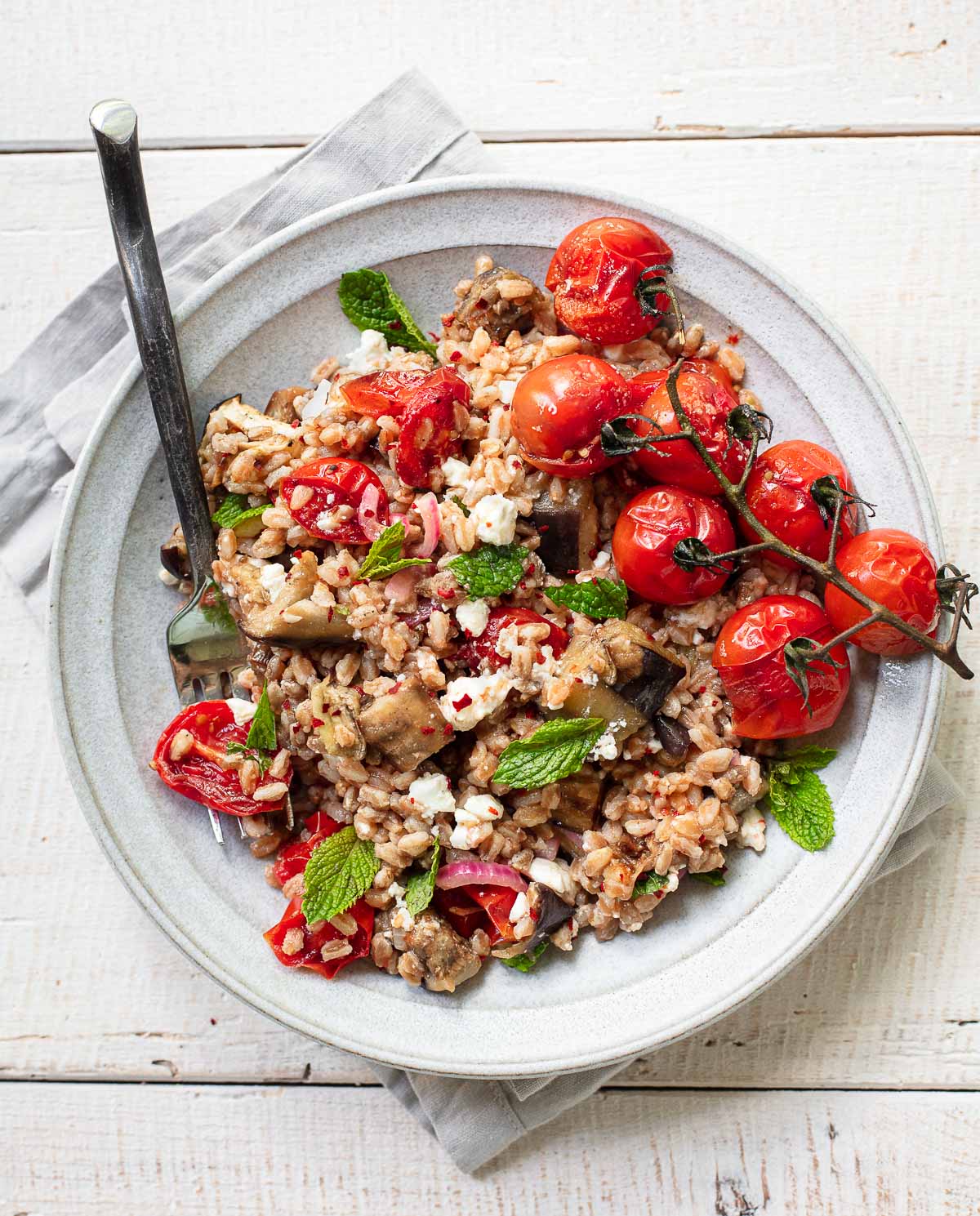 Roasted Vegetable Farro Bowl - Familystyle Food