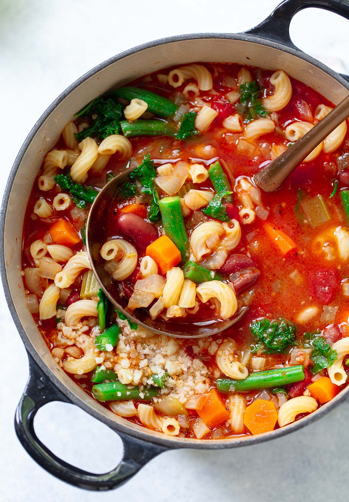 Classic Italian Vegetable Minestrone Soup - Familystyle Food