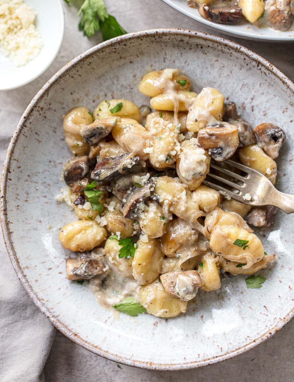 One Pan Mushroom Gnocchi with Blue Cheese Familystyle Food