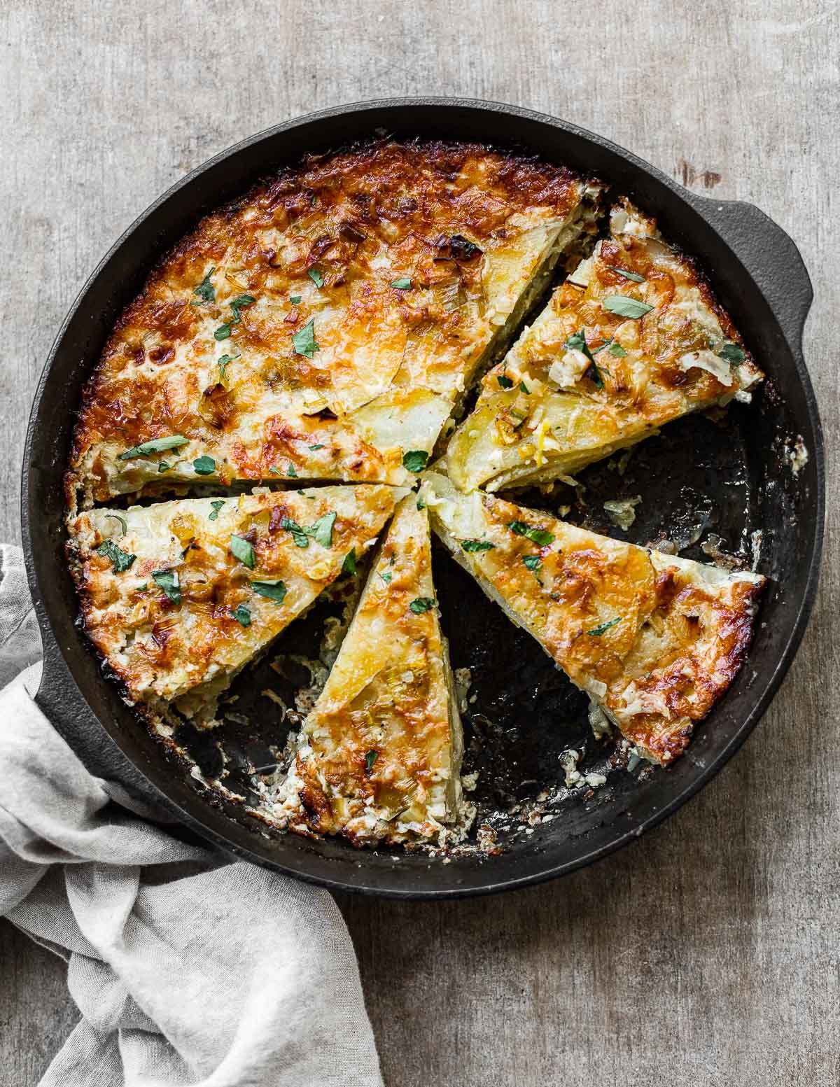 Shredded Potato Cake with Leeks and Cheese - New England