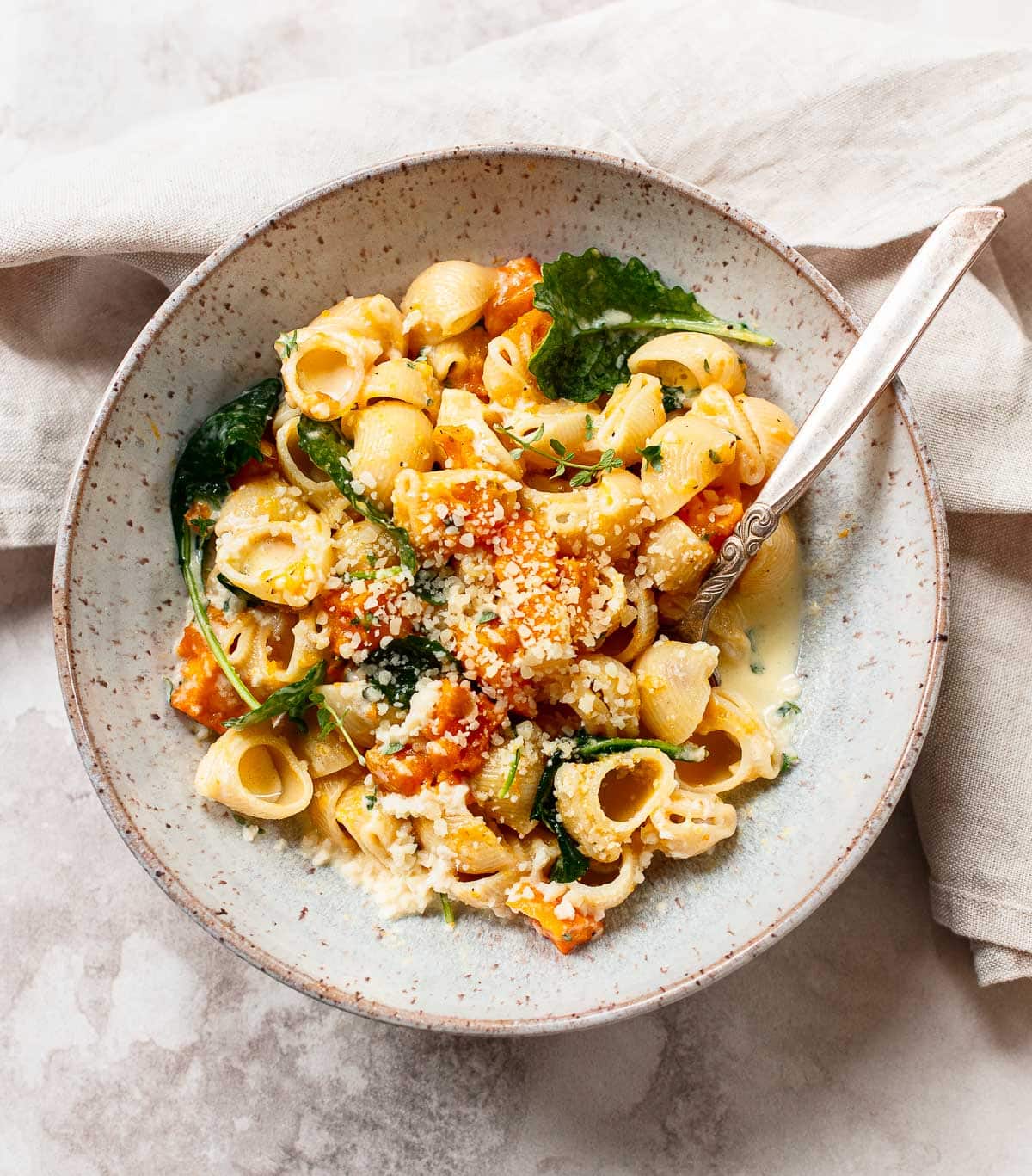 Pumpkin Pasta in Parmesan Garlic Cream Sauce - Familystyle Food