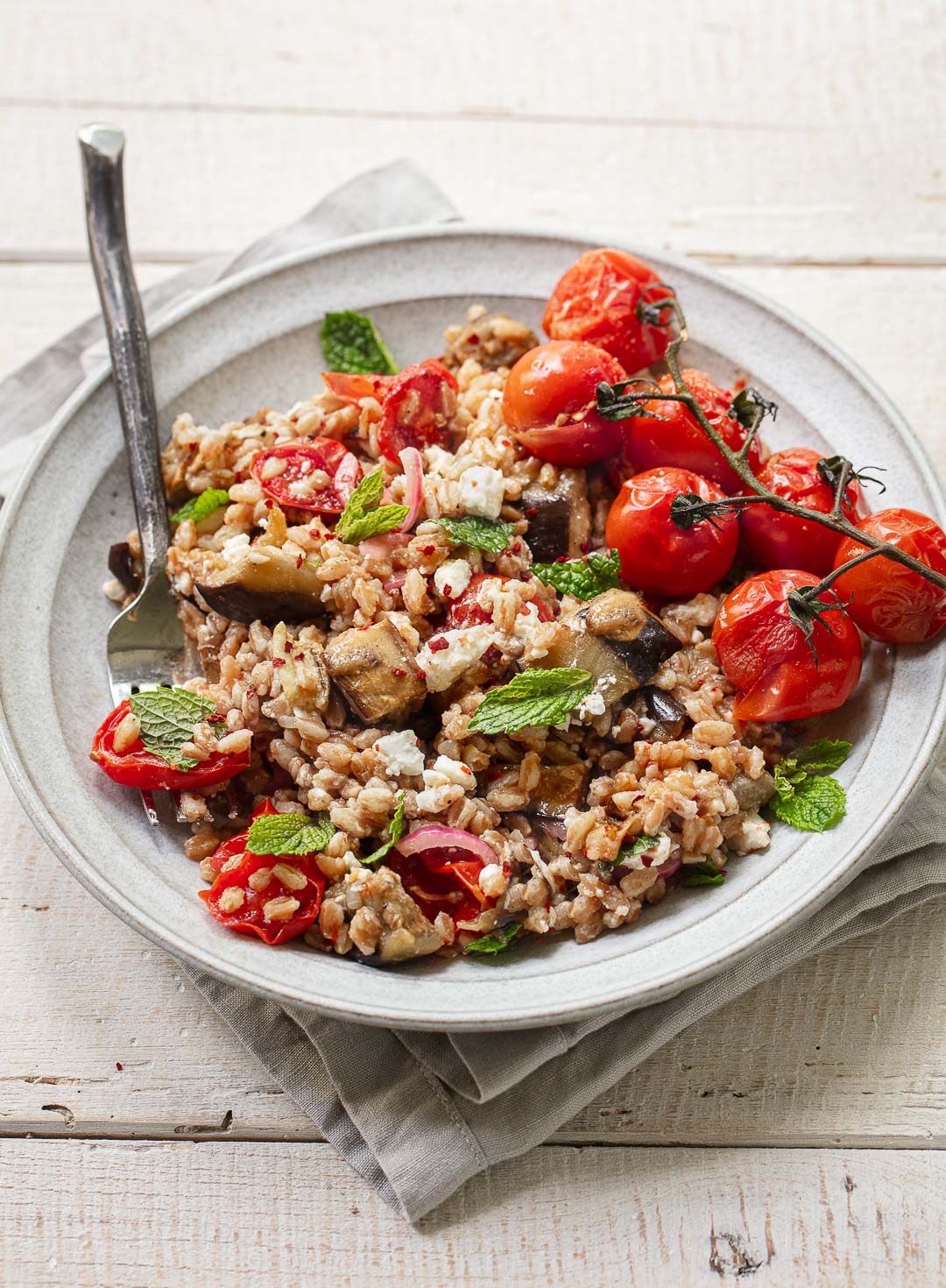 Roasted Vegetable Farro Bowl - Familystyle Food