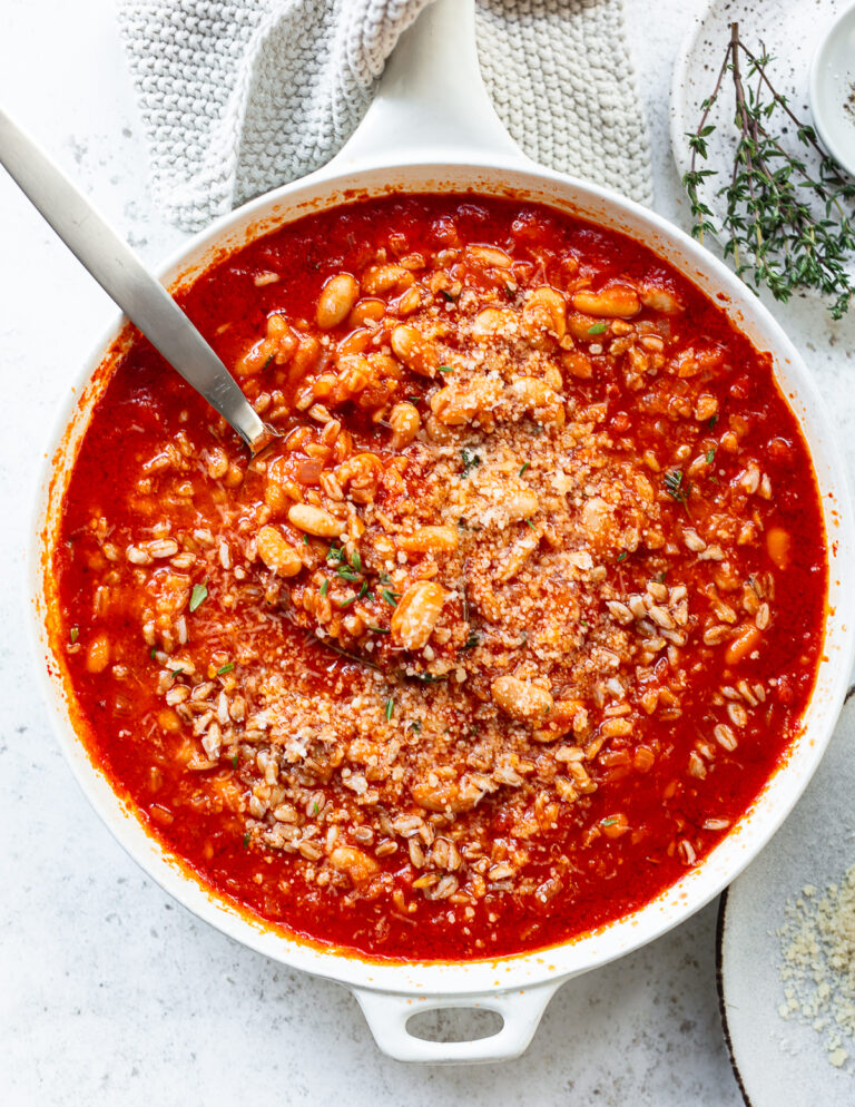 Shortcut Farro Risotto with Tomatoes - Familystyle Food