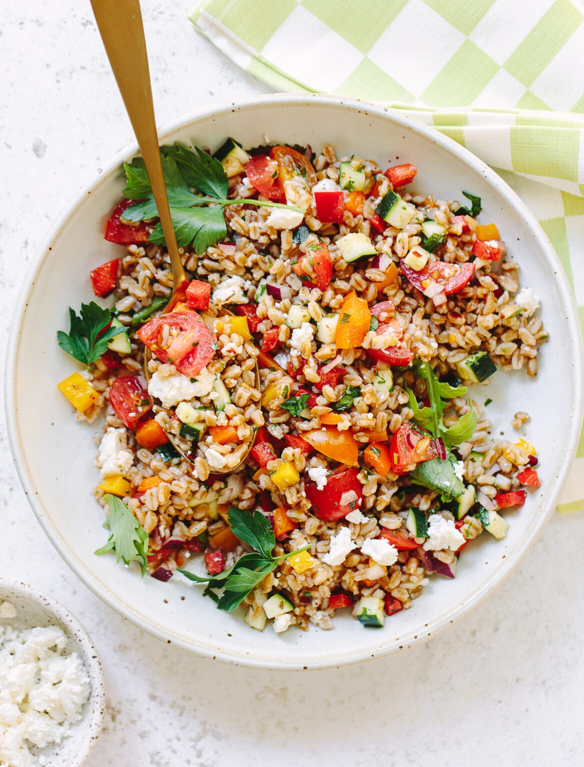 Chopped Vegetable Farro Salad with Feta Familystyle Food