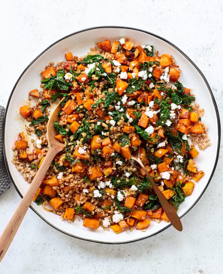 Sweet Potato Farro Salad with Kale