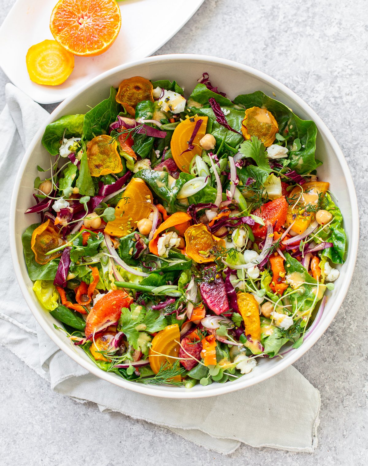 Butter Lettuce and Broiled Peach Salad with Sheep's Cheese Toasts