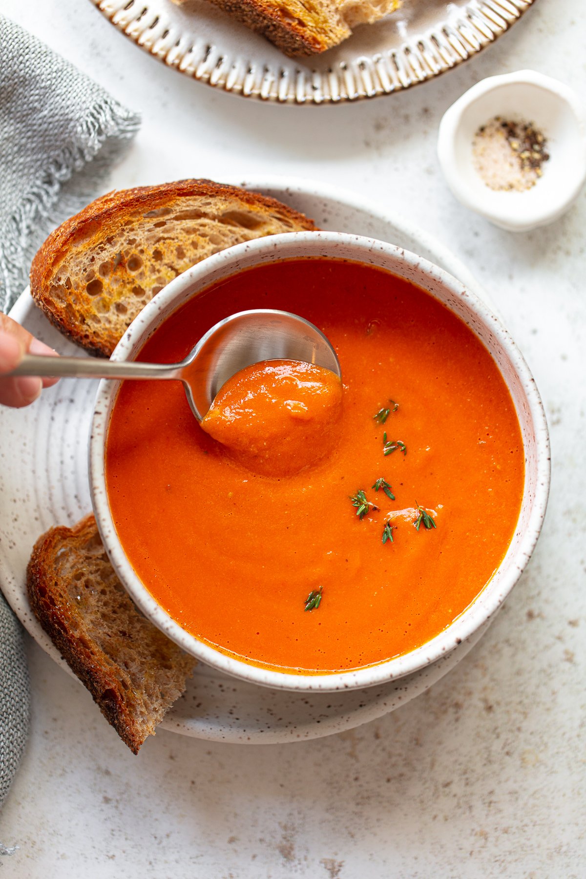 Fresh Tomato Soup with Basil with Tomato Puree