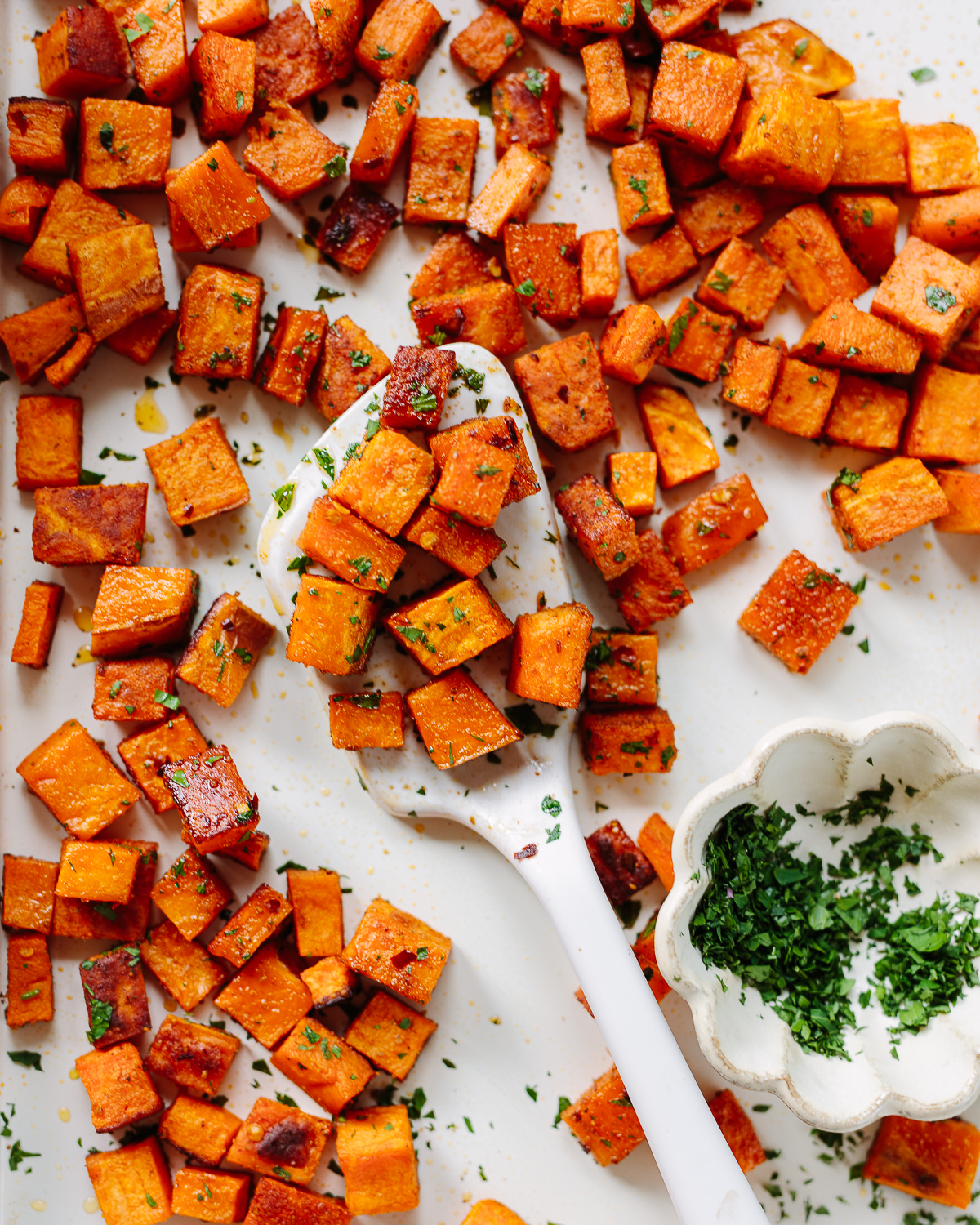 Spice Roasted Sweet Potato Cubes Familystyle Food