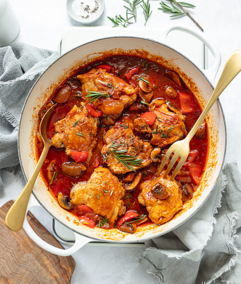 SlowCooked ItalianStyle Chicken Cacciatore Familystyle Food